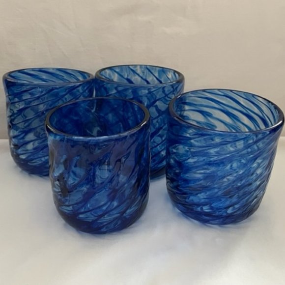 Dining Set Four Hand Blown Glass Tumblers Poshmark